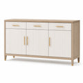 Aparador de Madera y MDF con Tiradores Metálicos 150x40x85 cm Blanco y Roble