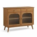 Aparador de madera de roble con puertas de vidrio estriado 100x40x80 cm