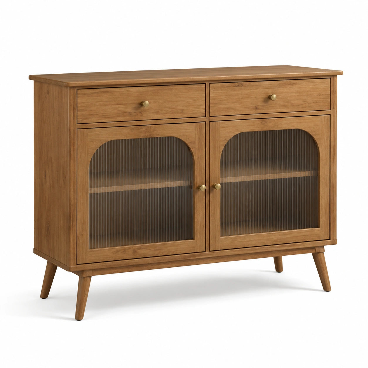 Aparador de madera de roble con puertas de vidrio estriado 100x40x80 cm