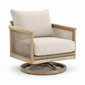 Sillón giratorio de madera y poliéster beige
