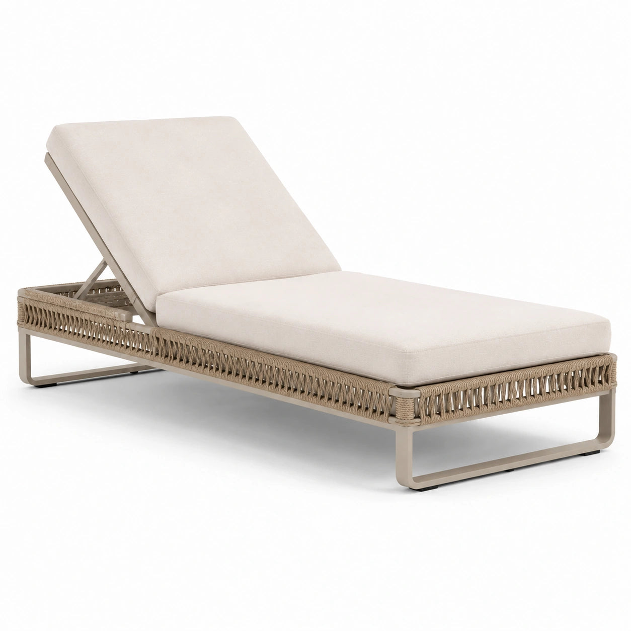 Tumbona de aluminio y cuerda sintética beige 200x75x35 cm