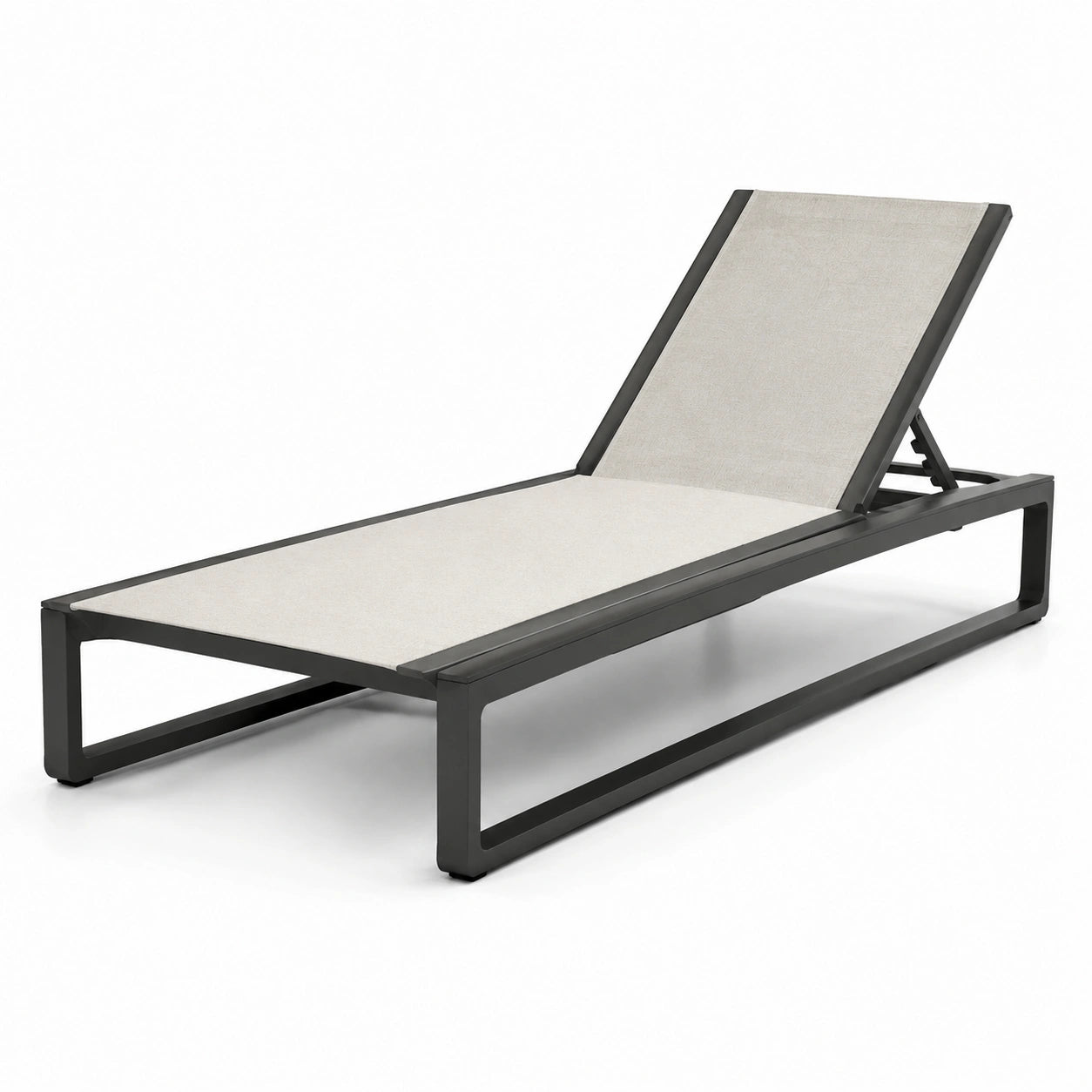 Tumbona de jardín de aluminio con tejido poliéster ajustable 200x65x35 cm beige/negro