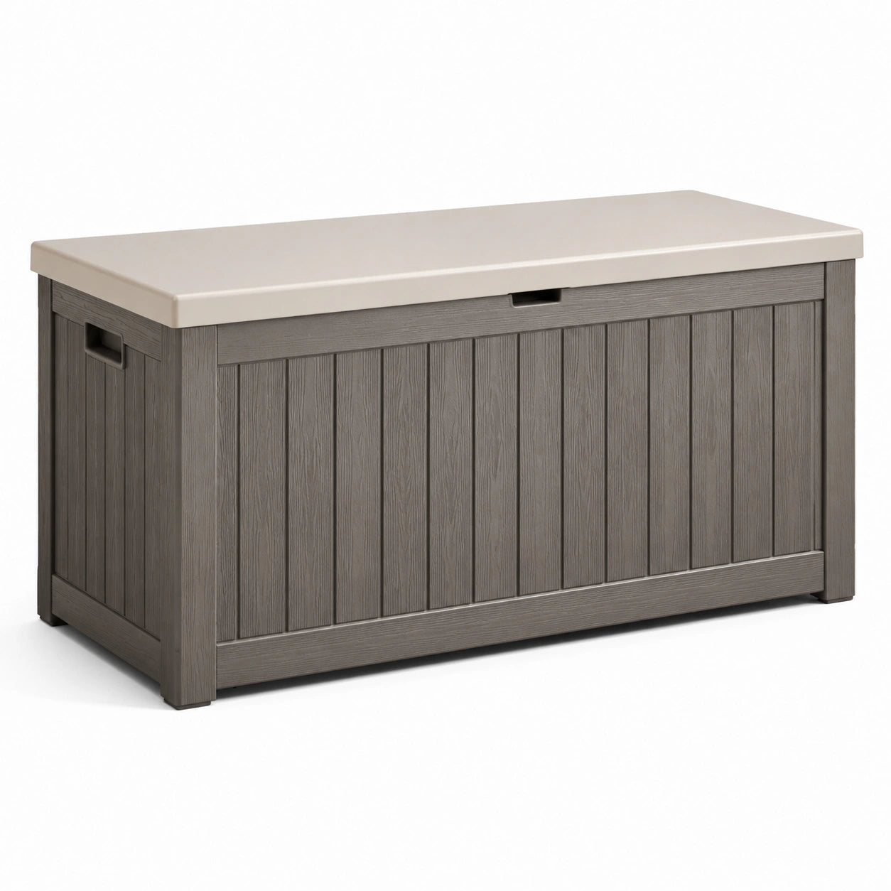 Baúl de jardín de resina gris y beige