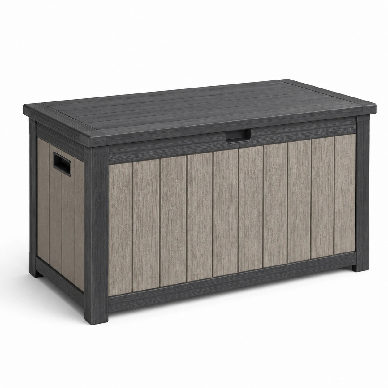 Baúl de jardín de polipropileno gris/taupe 120x57x45 cm