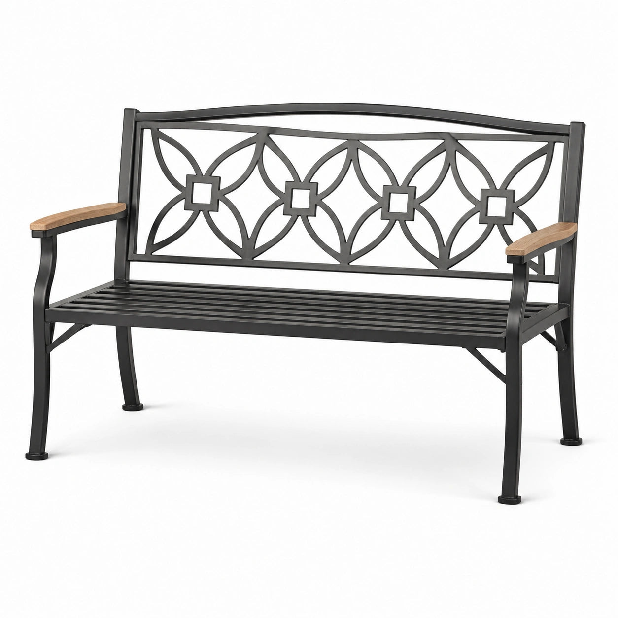Banco de metal y madera negra 120x52x85 cm