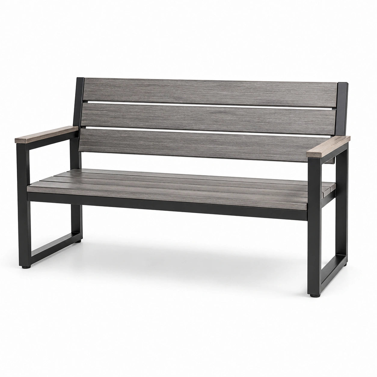 Banco de jardín de madera compuesta y metal 120x60x85cm gris/negro