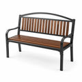 Banco de jardín de acero y madera de teca 120 cm negro/marrón