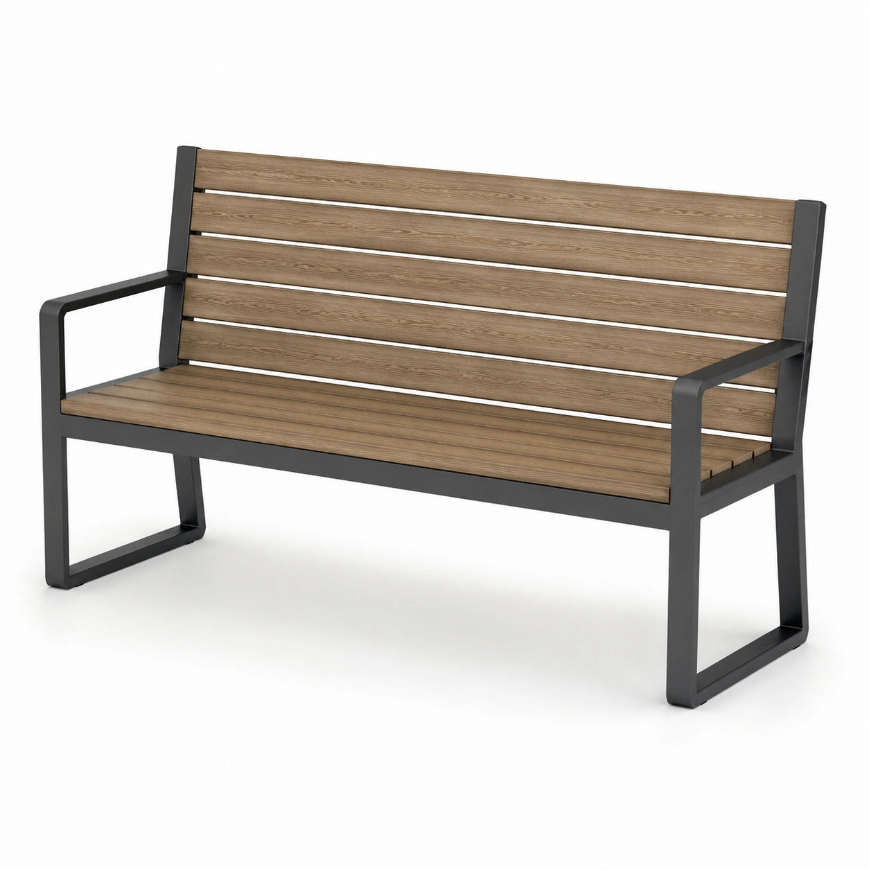 Banco de metal y madera marrón/negro 120x60x80 cm