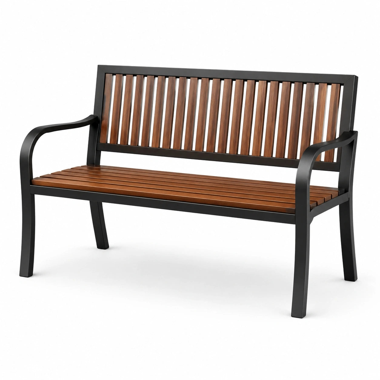 Banco de metal y madera 125x60x85 cm negro/madera