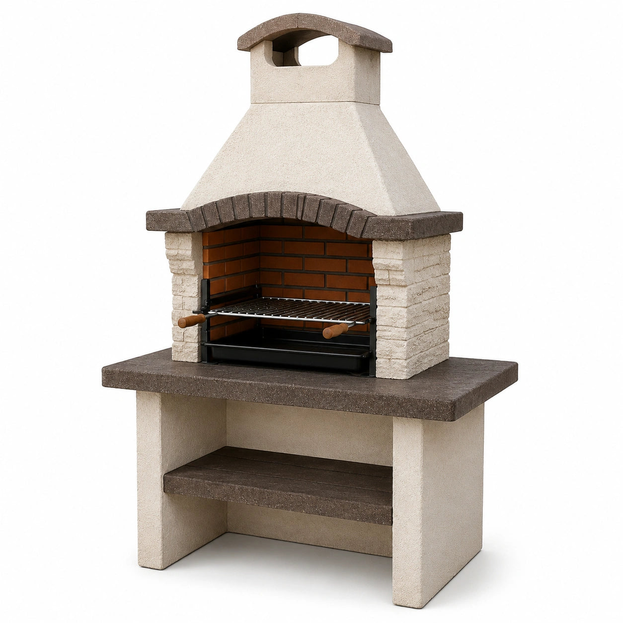 Barbacoa de hormigón y ladrillo con parrilla de acero inoxidable 150x90x60 cm