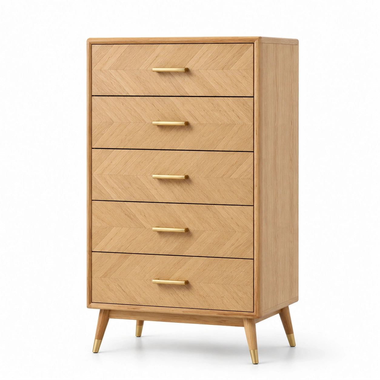 Cajonera de madera de roble con tiradores de metal dorado 80x40x120cm