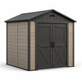 Cobertizo de Jardín de Plástico 180x150x215 cm Gris y Beige con Puertas Dobles