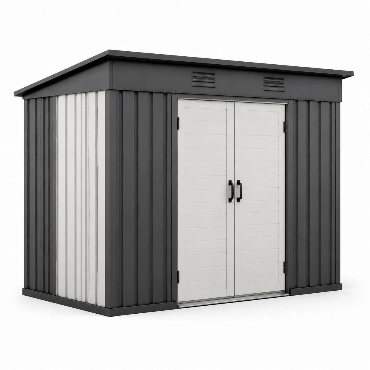Cobertizo de acero galvanizado para exterior 257x205x178 cm gris/blanco