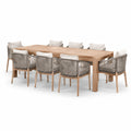 Conjunto de comedor de jardín de madera de teca 9 piezas beige