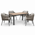 Conjunto de comedor de jardín aluminio y cuerda beige/marrón claro